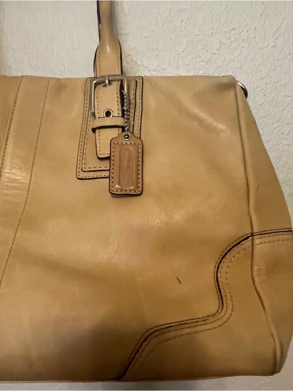 COACH Hamilton Soft Leather Satchel Purse Bag Tan Butter Yellow D1098-F13811 - Picture 6 of 16